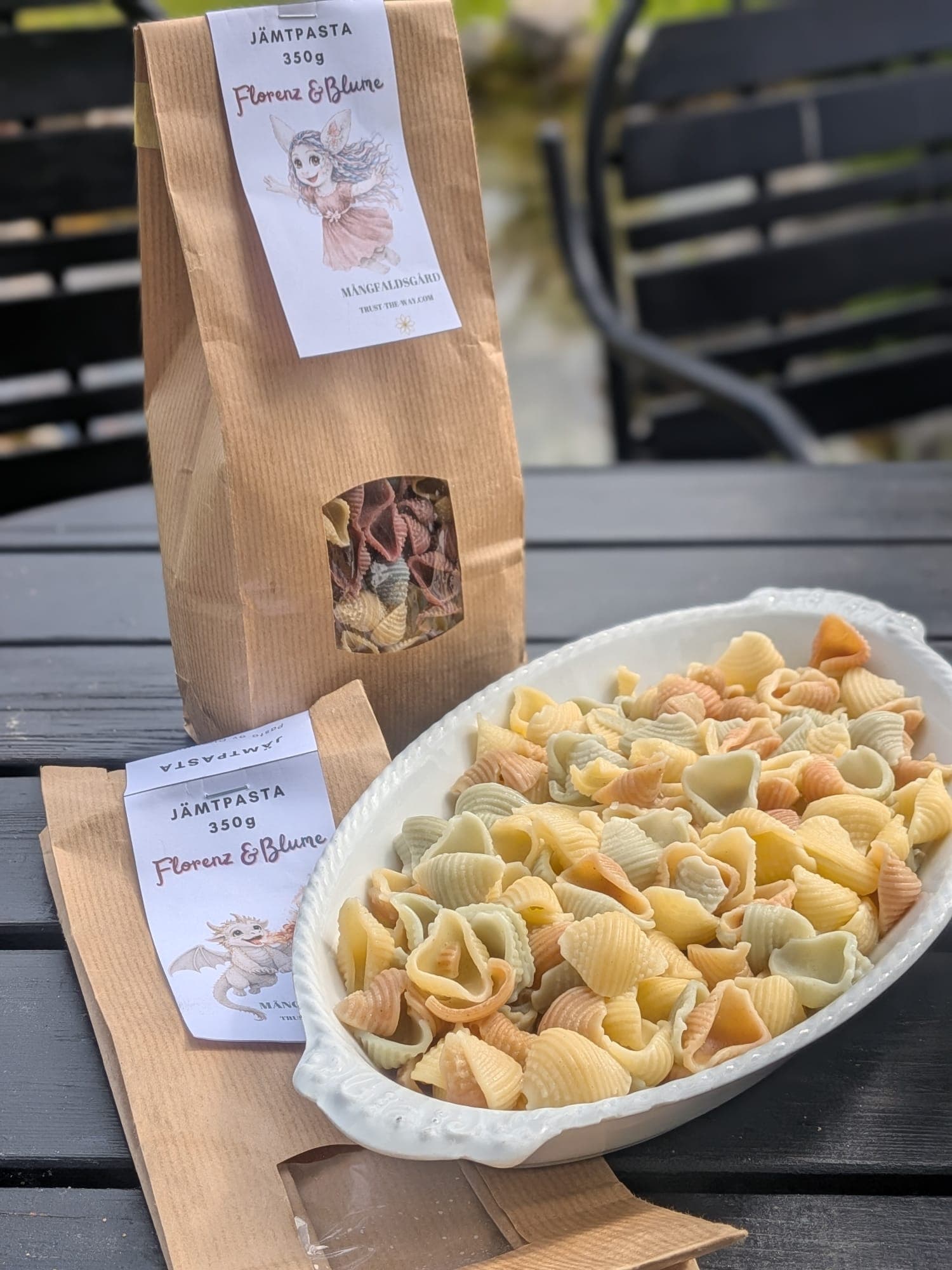 A bowl of the pasta on the table